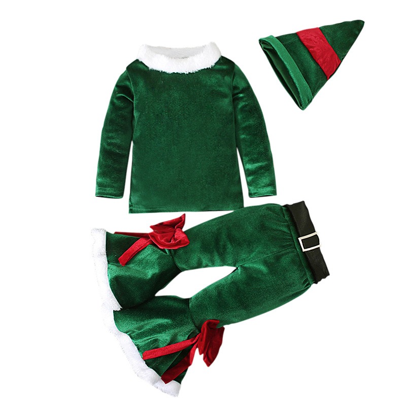 Elf Costume Christmas - Girls Santa Claus Cosplay Costume Green