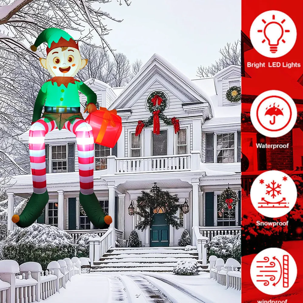 Christmas Lights Outdoor - 8FT Christmas Inflatable Trim Sitting Elf
