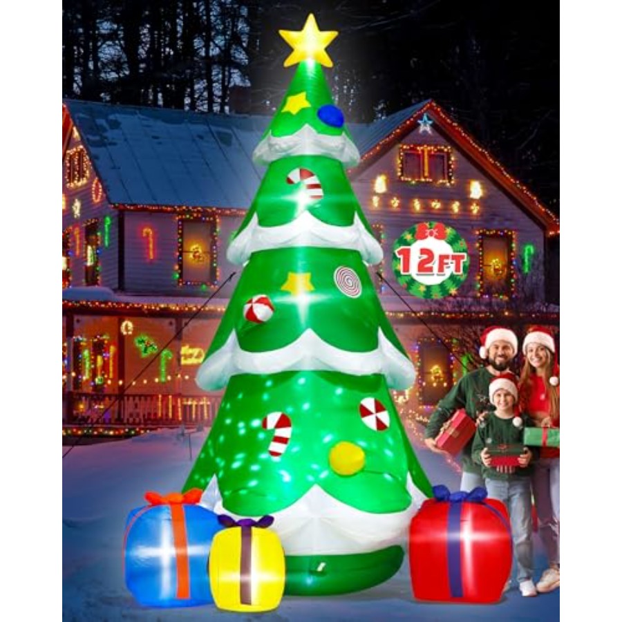 Christmas Lights Outdoor - 12FT Christmas Tree Inflatables for outdoor