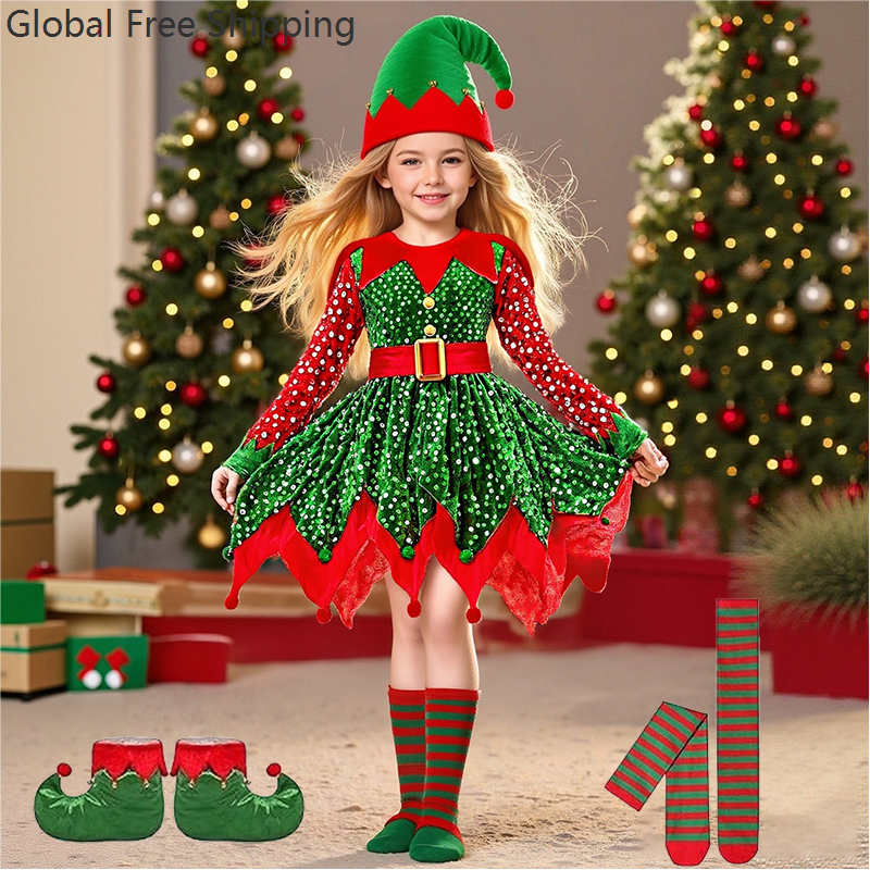 Girls Christmas Costume Set Sa – Elf Costume Christmas recenzja i cena