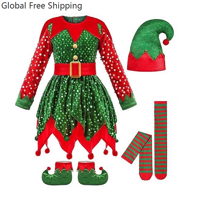Girls Christmas Costume Set Sa – Elf Costume Christmas recenzja i cena