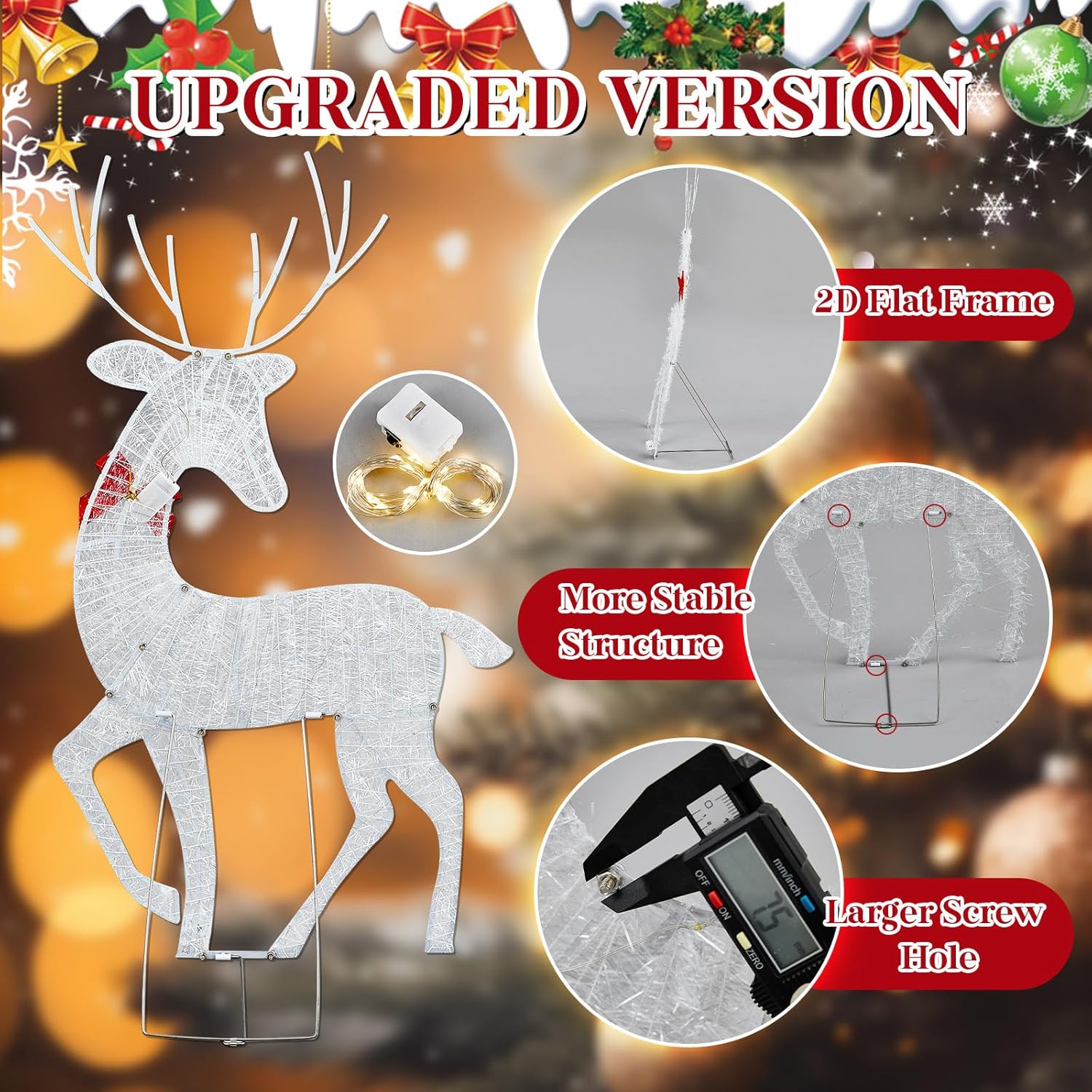 2D Lighted Reindeer Christmas  – Christmas Lights Outdoor recenzja i cena