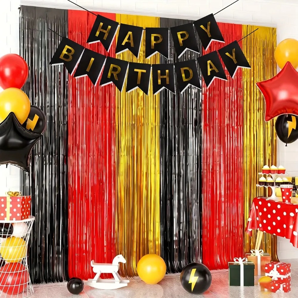 7Pcs Black Red Gold Tinsel Gar – Tinsel Garland Decoration recenzja i cena