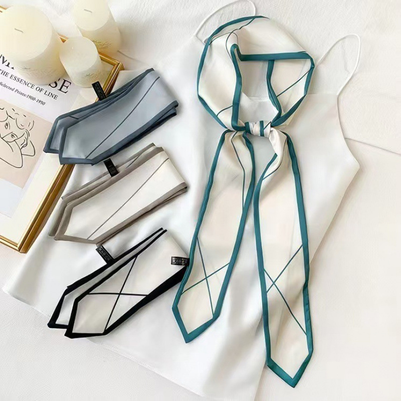 Versatile silk scarf, thin, lo – Ribbon Bow Gift recenzja i cena