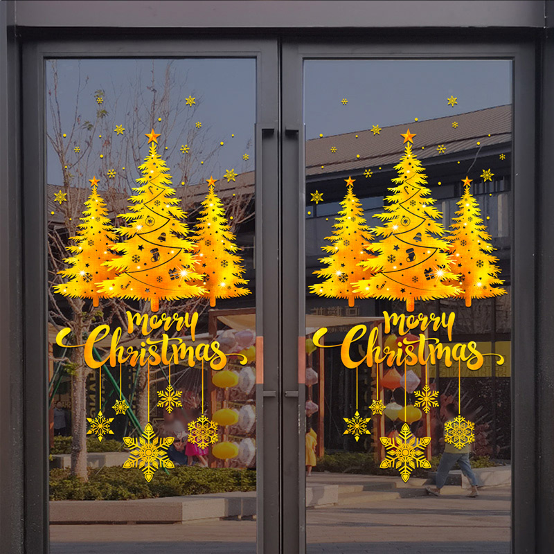 Gold Christmas Tree Snowflake  – Snowflake Window Decal recenzja i cena