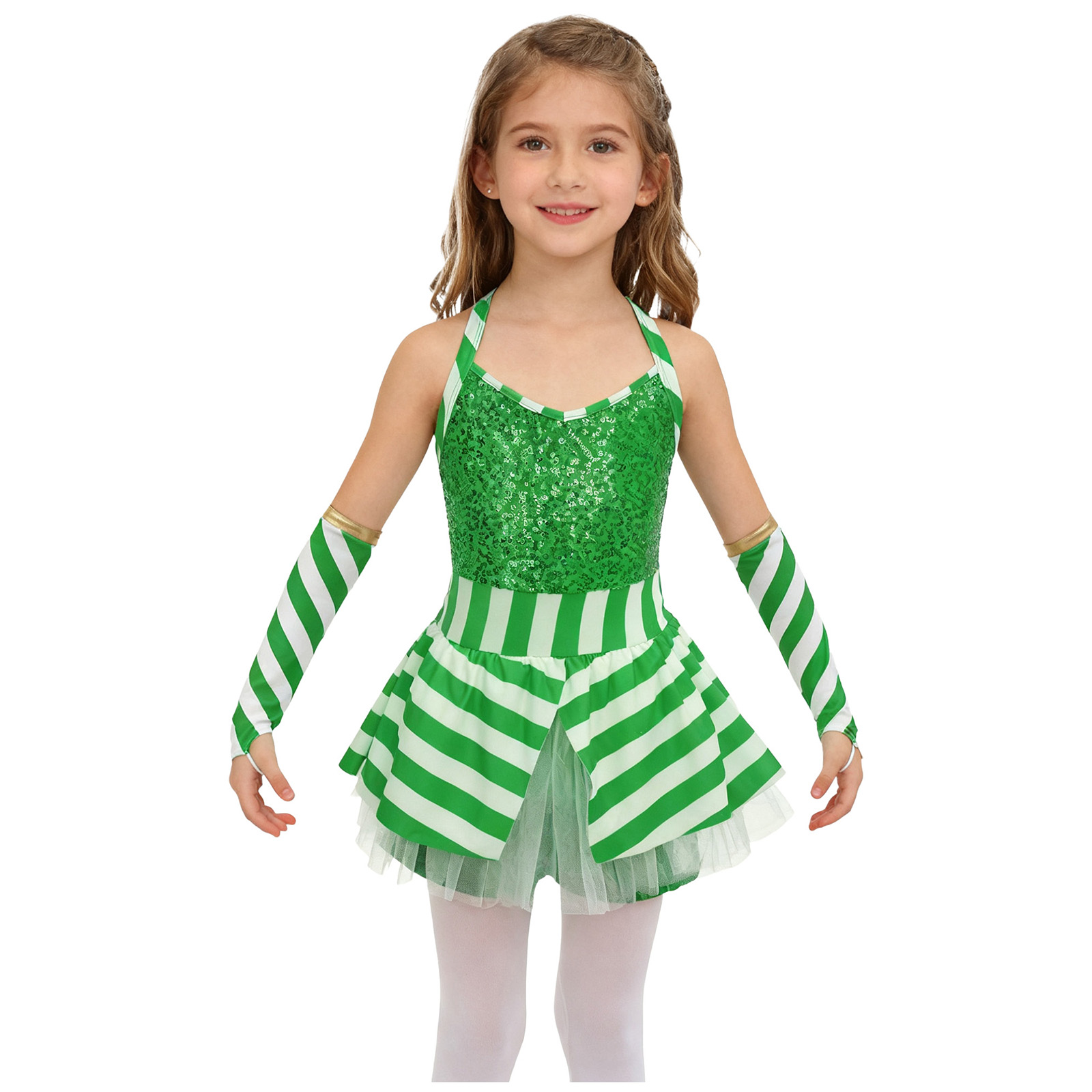 Girls Christmas Candy Cane Str – Elf Costume Christmas recenzja i cena