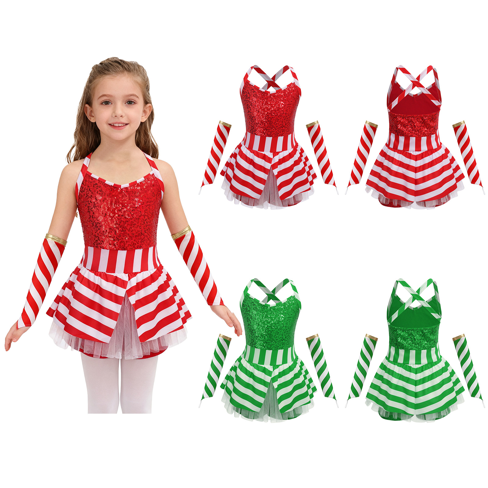 Girls Christmas Candy Cane Str – Elf Costume Christmas recenzja i cena