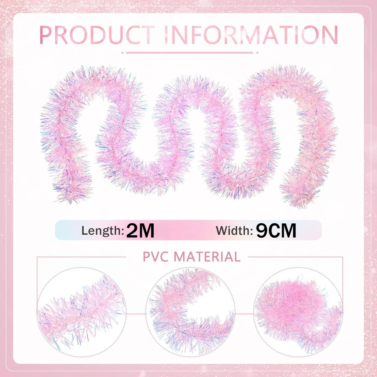2M Pink Christmas Tinsel Garla – Tinsel Garland Decoration recenzja i cena