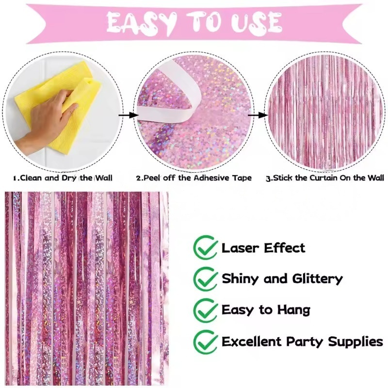 1/2/3Pack Glitter Party Backdr – Tinsel Garland Decoration recenzja i cena