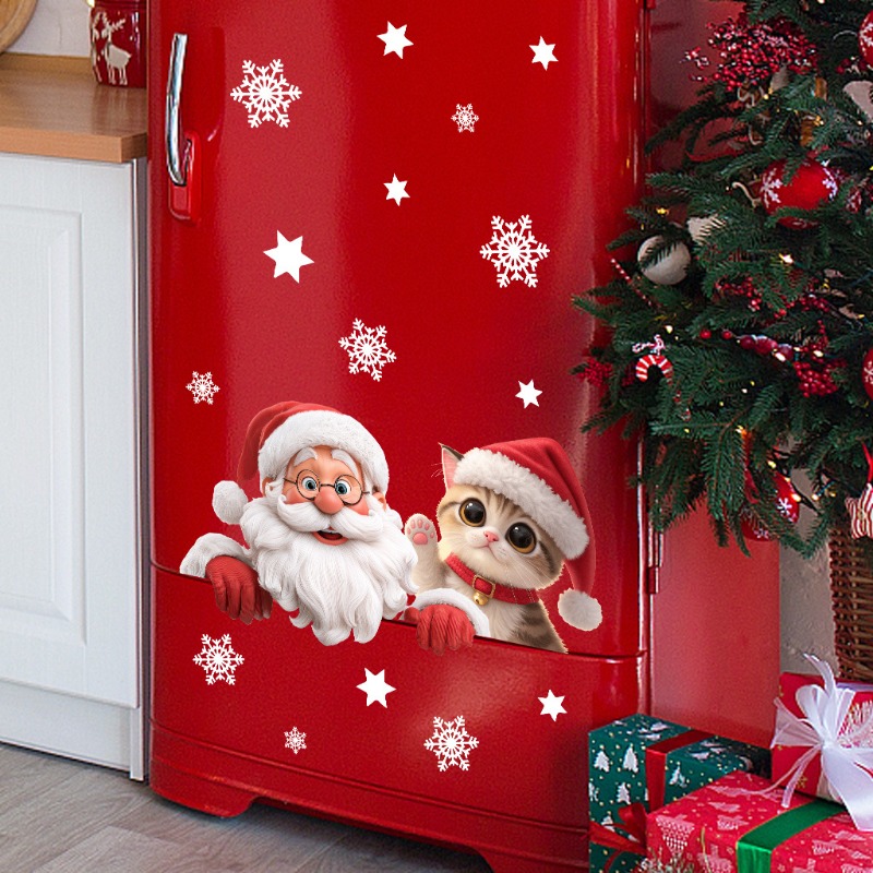 Kitten Santa Claus Window Stic – Snowflake Window Decal recenzja i cena
