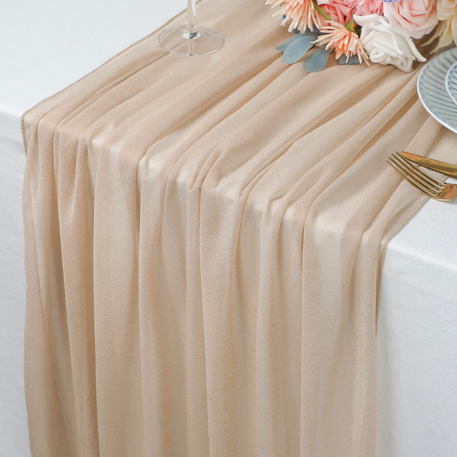 Beige Table Runner Chiffon Tab – Christmas Table Runner recenzja i cena