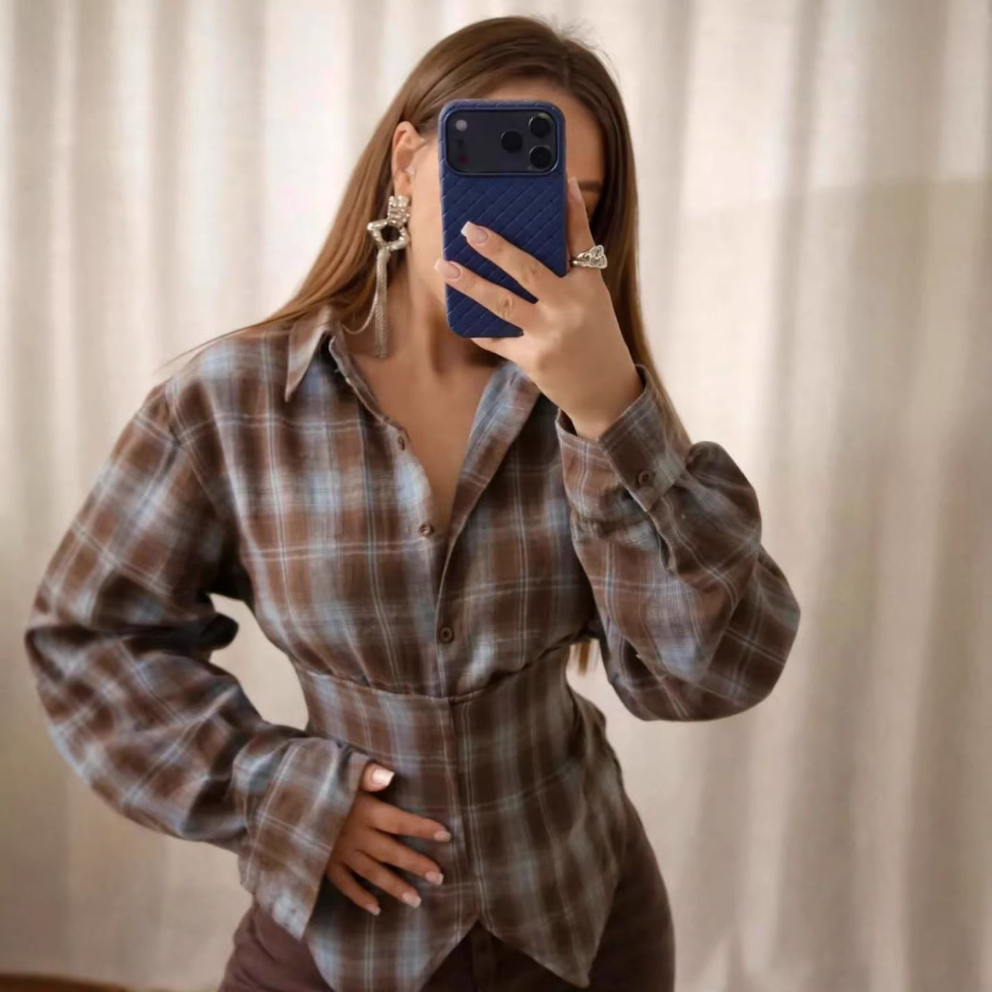 Loose Women's Plaid Blouse Vin – Christmas Throw Blanket recenzja i cena
