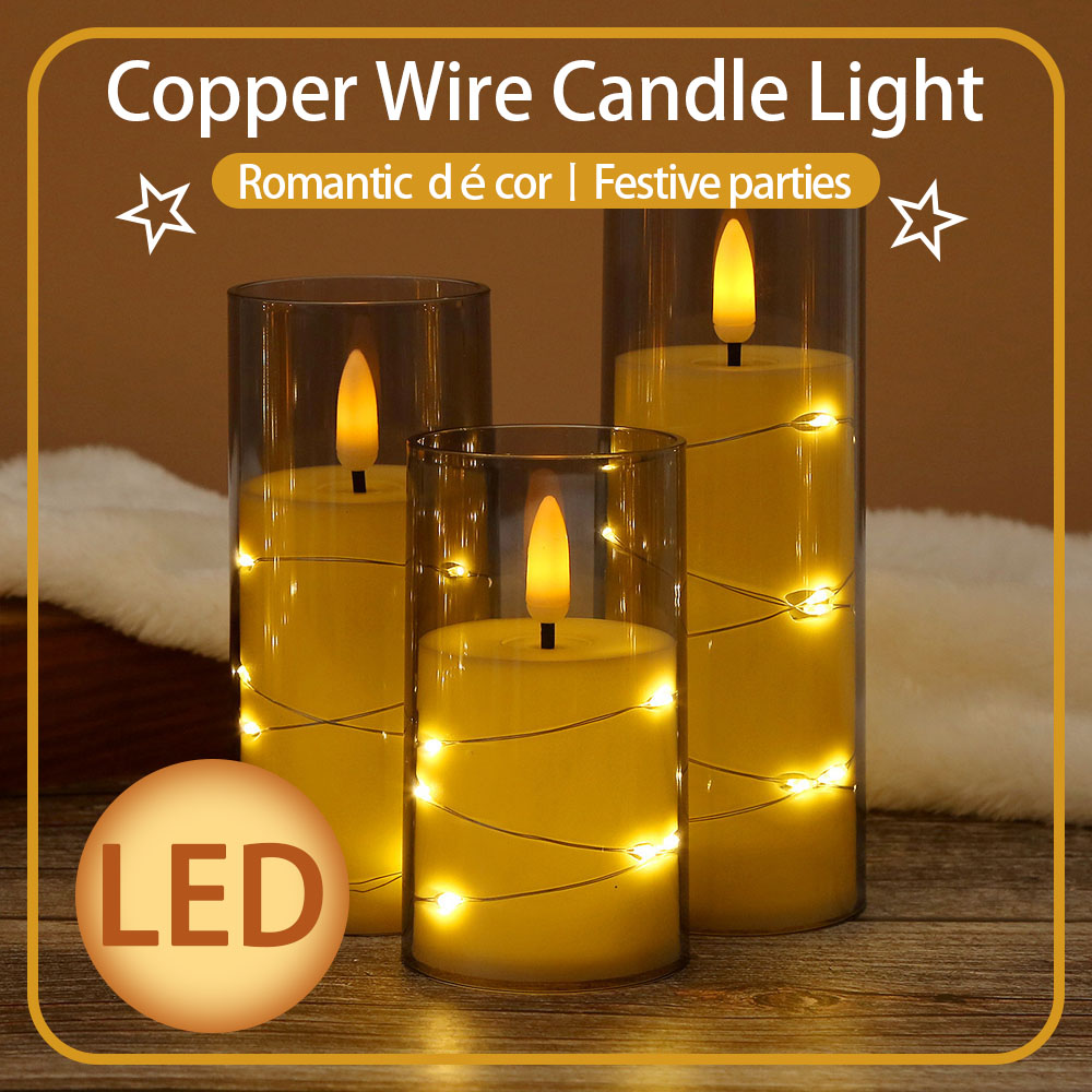 3pcs/set LED Copper Wire Flame – Holiday Candle Set recenzja i cena