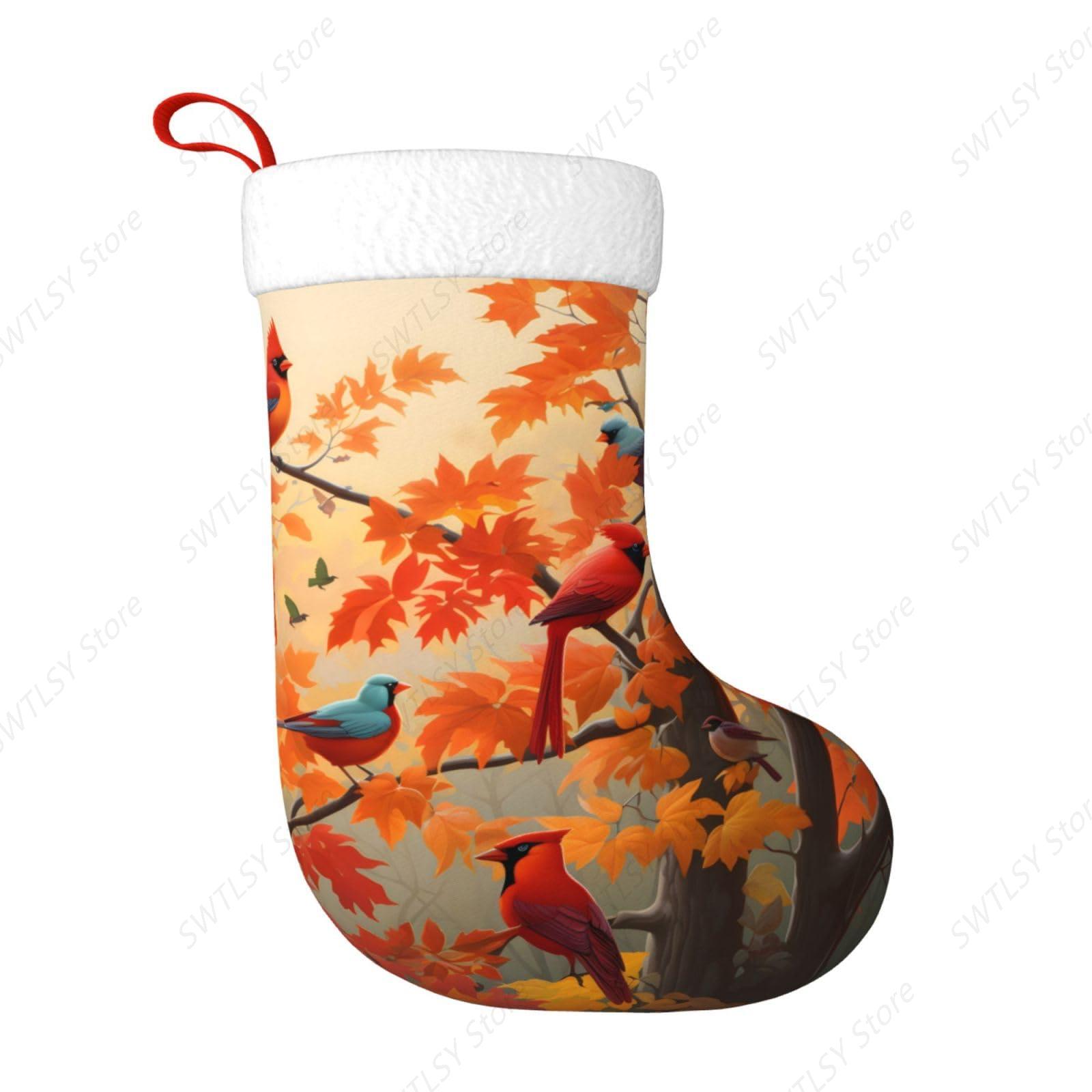 Fall Cardinal Birds and Maple- – Christmas Stocking Hanging recenzja i cena