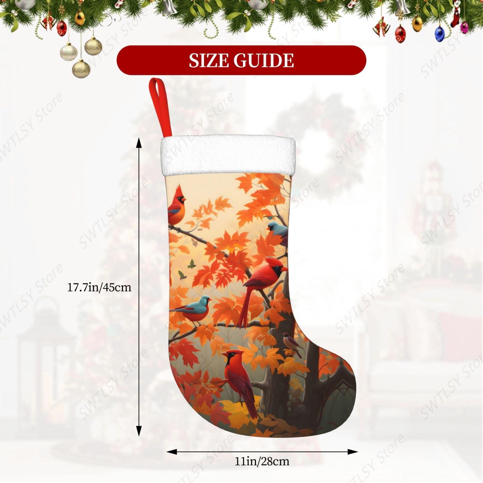 Fall Cardinal Birds and Maple- – Christmas Stocking Hanging recenzja i cena
