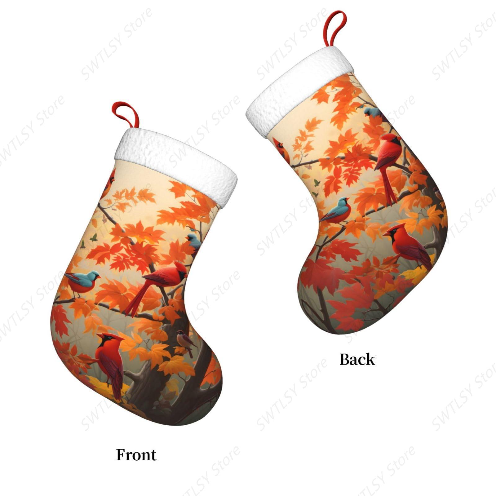 Fall Cardinal Birds and Maple- – Christmas Stocking Hanging recenzja i cena