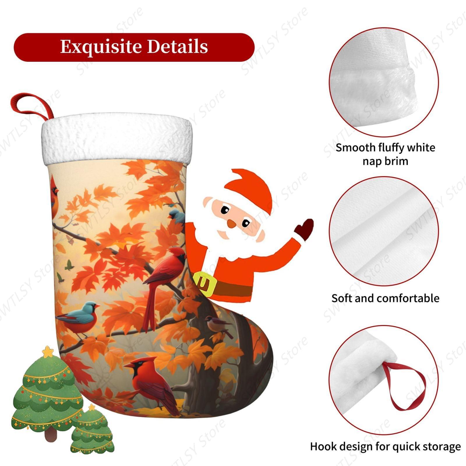 Fall Cardinal Birds and Maple- – Christmas Stocking Hanging recenzja i cena